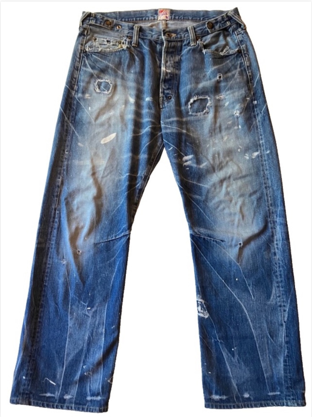 PRPS P33P01C Distressed Adjustable Button Fly Jeans 37 x 29